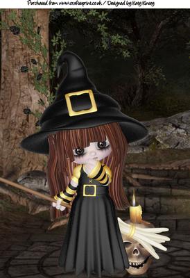 Spellcraft Little Witch with Brown Hair A4 Topper