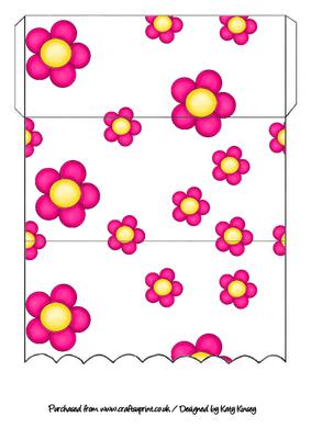Scallop Edge Money Wallet Bright Pink Flowers