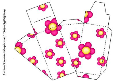 Cake Slice Gift Box Bright Pink Flowers