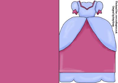 Princess Ball Dress A5 Shaped Front Print and Fold Card