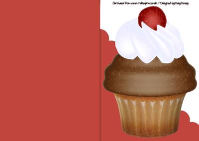 Yummy Chocolate Cupcake A5 Shaped Front Print & Fold Card 2