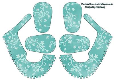 3D Baby Shoes Keepsake Aqua Floral