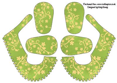 3D Baby Shoes Keepsake Lime Green and Yellow Floral