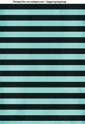 Bold Horizontal Stripes Backing Paper in Black and Aqua