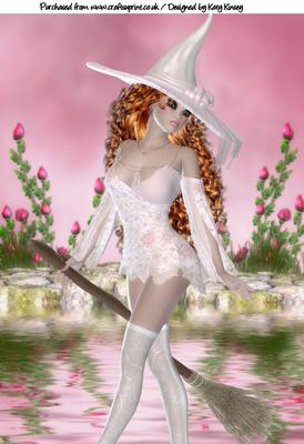 Pretty Witch in Pink A4 Card Front in Auburn