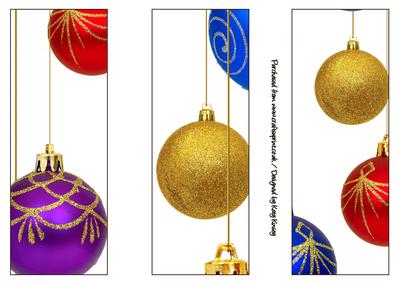 Bright Christmas Baubles Set of Three Bookmarks / Toppers