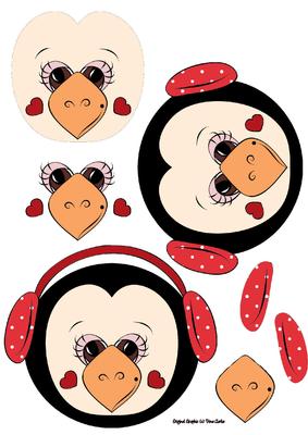Christmas Penguin in Earmuffs Decoupage Sheet Red