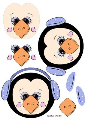 Christmas Penguin in Earmuffs Decoupage Sheet Blue