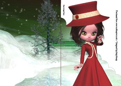 Victorias Christmas A5 Shaped Front Print and Fold Card