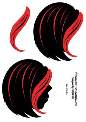 Teenage Girl Silhouette Decoupage Sheet Red Streak