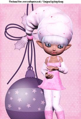 Pinkie the Christmas Elf A4 Card Topper #2