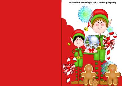 Santas Little Helpers A5 Shaped Front Print & Fold Card