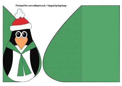 Christmas Penguin in Scarf Teardrop Card