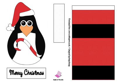 Christmas Penguin with Candy Cane Easel Card