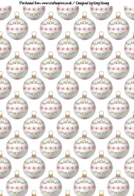 Snowflake Christmas Baubles in White & Red A4 Backing Paper