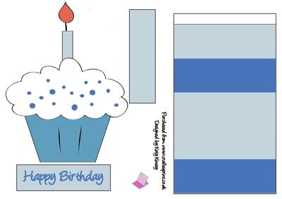 Birthday Cupcake Easel Card in Blue