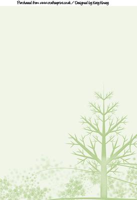 Winter Tree with Snowflakes A4 Backing Paper in Green