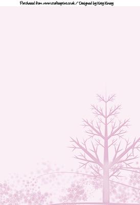 Winter Tree with Snowflakes A4 Backing Paper in Pink