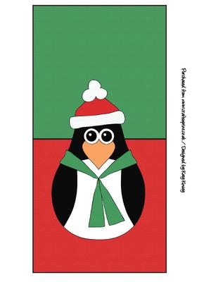 Christmas Penguin in Scarf Over the Edge Card