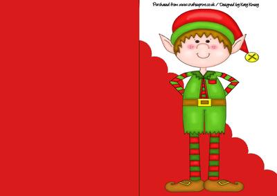 Santas Elf A5 Shaped Front Print and Fold Card