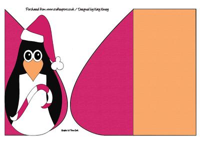 Christmas Penguin with Red Candy Cane Teardrop Card