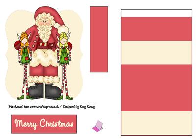 Santa with His Elves Easel Card