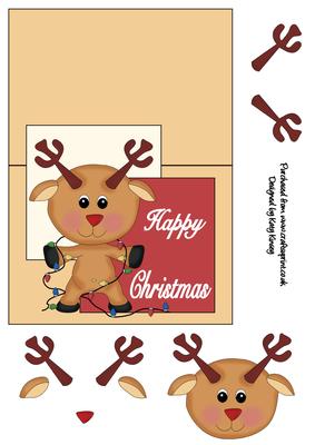 Rudolph Reindeer Over the Top Card with Decoupage