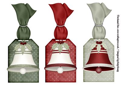 Christmas Bells Set of Three Tag Toppers