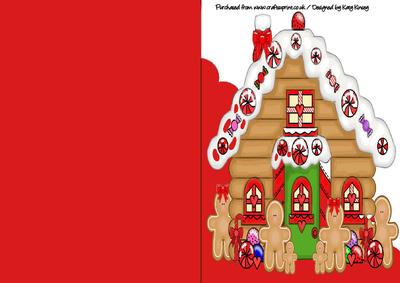 Christmas Gingerbread House A5 Shaped Front Quick Card
