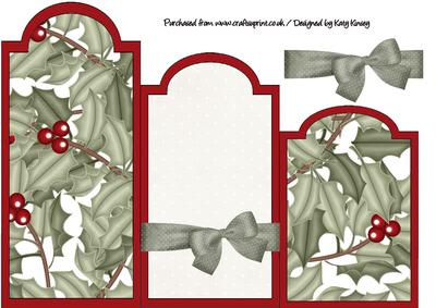 Christmas Holly Tag Shaped Cascade Card