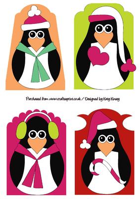 Christmas Penguins Tag Topper Sheet