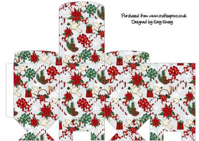 Christmas Jumble Tall Slim Gift Box in Blue