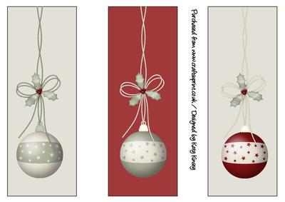 Set of Three Christmas Bauble Bookmark Toppers