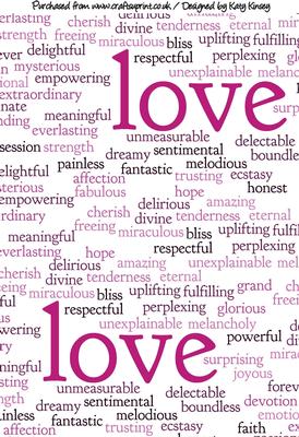 Words of Love A4 Backing Paper in Pink