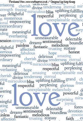 Words of Love A4 Backing Paper in Blue