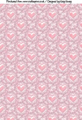 Lacey Love Hearts A4 Backing Paper in Pink