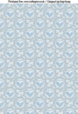 Lacey Love Hearts A4 Backing Paper in Blue