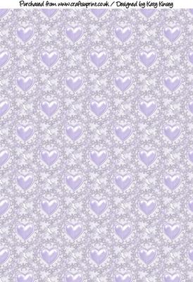Lacey Love Hearts A4 Backing Paper in Lilac
