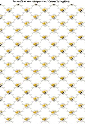 Love Heart Skulls Backing Paper in Yellow