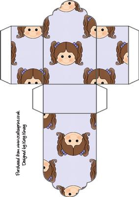 Little Girl Tag Gift Box Brown Hair
