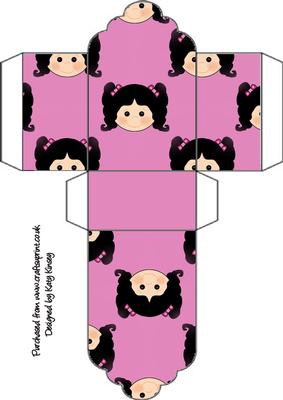 Little Girl Tag Gift Box Black Hair