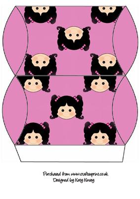 Little Girl Pillow Gift Box Black Hair