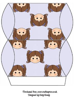 Little Girl Pillow Gift Box Brown Hair