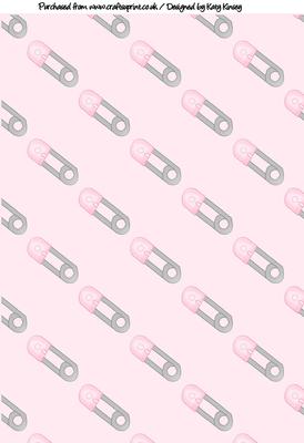 Nappy Diaper Pins in Pink A4 Backing Paper