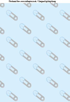 Nappy Diaper Pins in Blue A4 Backing Paper