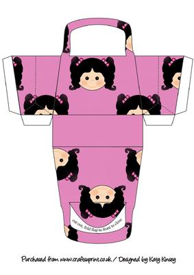 Little Girl 3D Handbag Gift Box Black Hair