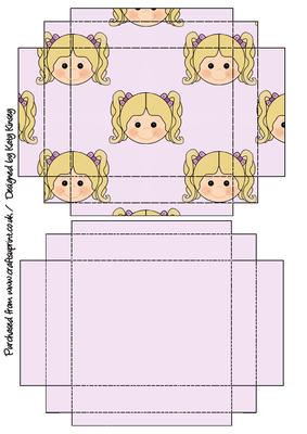 Little Girl Gift Box with Lid Blonde Hair