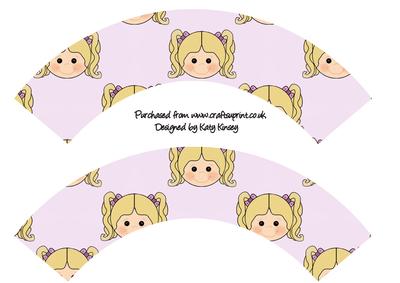 Little Girl Cupcake Wrappers Blonde Hair