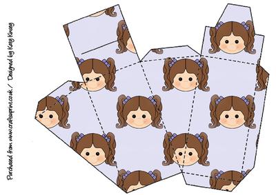 Little Girl Cake Slice Gift Box Brown Hair