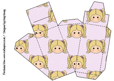 Little Girl Cake Slice Gift Box Blonde Hair